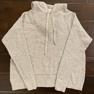 LOFT Light Gray Knit Pullover Hoodie